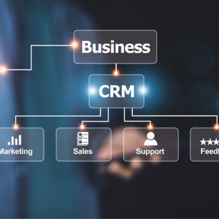 CRM system diagram connecting business, marketing, sales, and support – by flowerindigital, a digital marketing service in Chennai